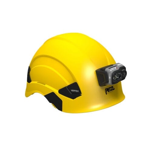 Petzl Swift RL Pro monterad på gul hjälm.