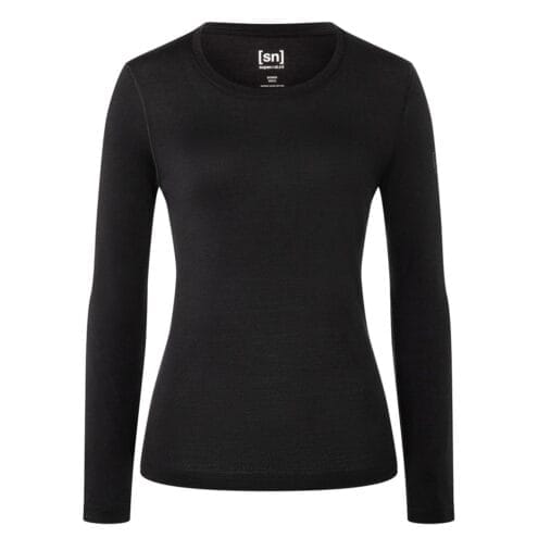 Tjock underställströja med base crew neck 230 i marinoull från super.natural i färgen svart.