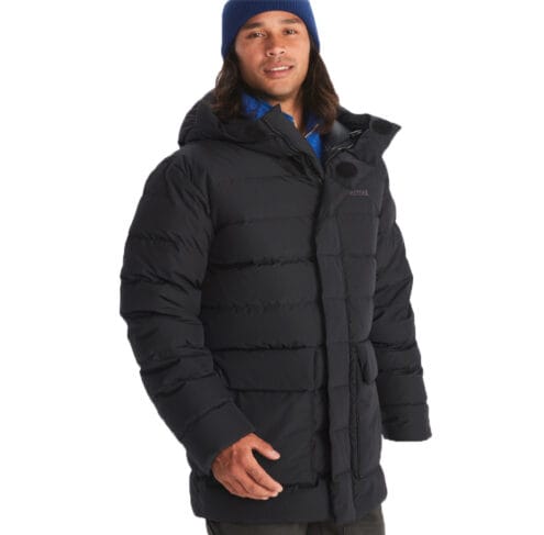 Framsida av Marmot WarmCube GORE-TEX Golden Mantle dunjacka (herr) på modell