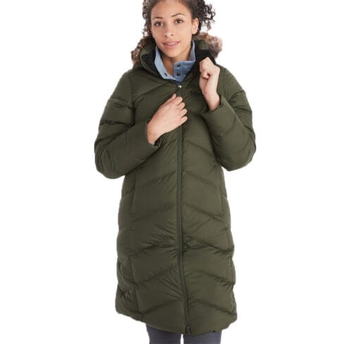 Framsida av Marmot Montreaux Coat dunkappa (dam) på modell
