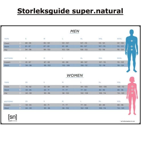 Storleksguide super.natural