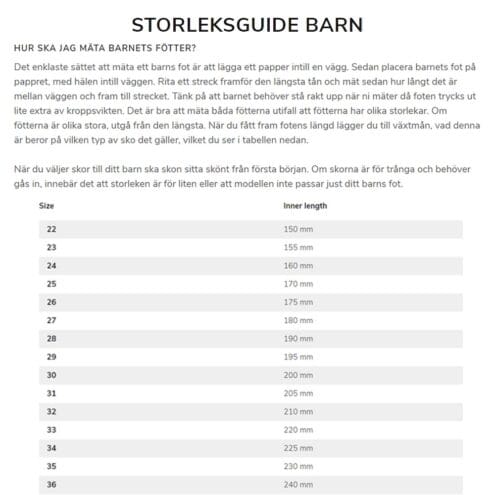 Storleksguide.