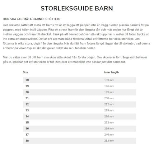 Storleksguide.