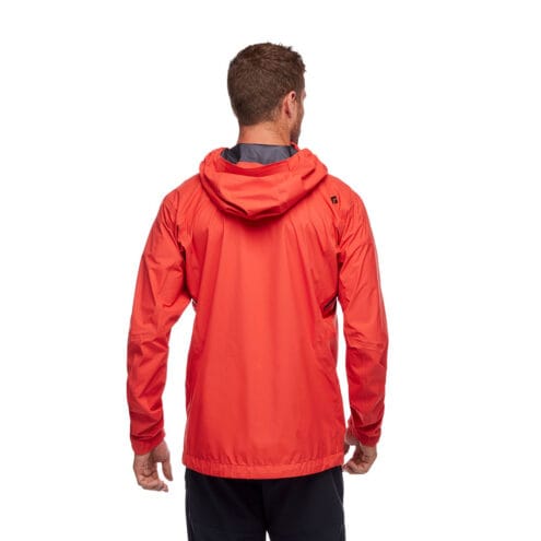 Baksidan av herr jackan Highline Stretch Shell från Black Diamond i octane.