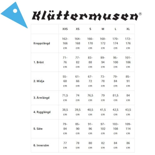 Storleksguide för dam klättermusen