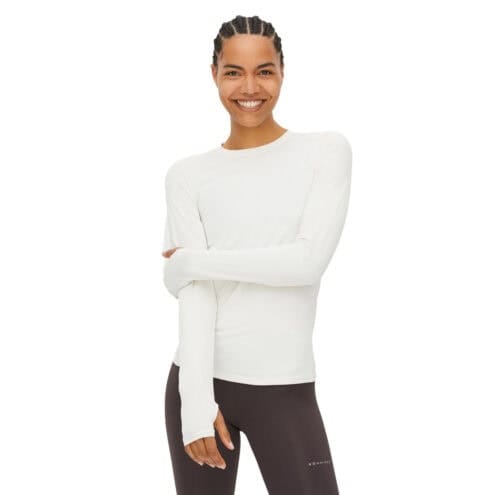 Röhnisch Jacquard Long Sleeve, Tofu på en modell framvänd