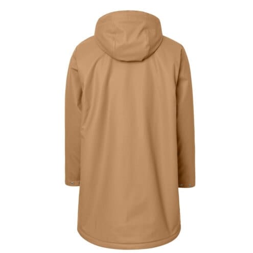 Baksidan av Tretorn Wings Pile fodrad regnjacka i beige.