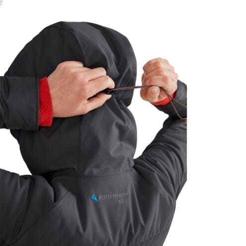 Närbild på Klättermusen Alv Hoodie huvjacka med dragkedja med dragsko
