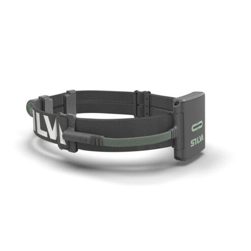 Batteri på ett grått band av Silva Trail Runner Free 2 Ultra pannlampa