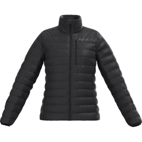 framsida av Marmot Highlander Jacket dunjacka (dam) med en vit bakrund