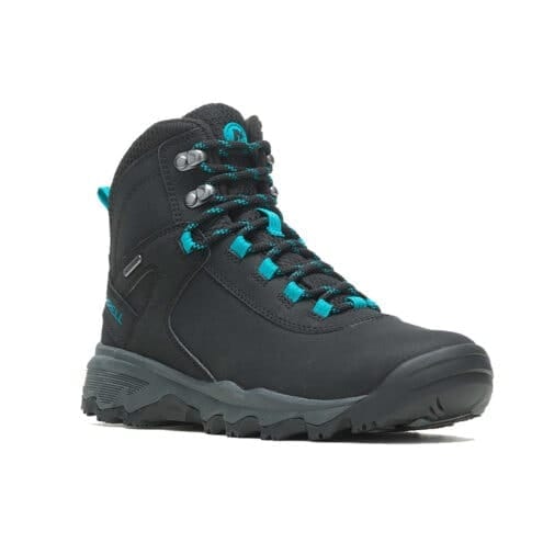 En sngg och varm Merrell Vigo Thermo Mid Leather Waterproof vandringskängor (dam) snett framifrån