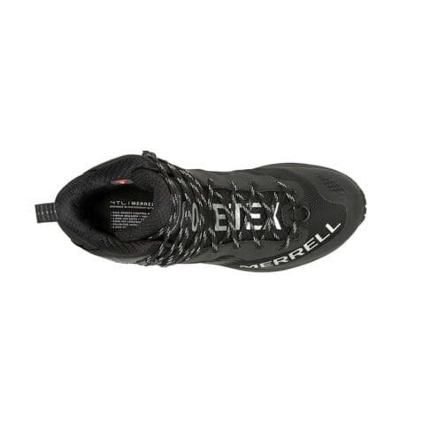Ett par stabila Merrell MTL Thermo Rouge 4 Mid GTX löparskor för vinter (herr) ovanifrån