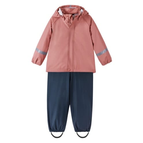 Helt vattentät och skyddande Reima Tihku Rain Outfit regnställ (barn) i blush rose