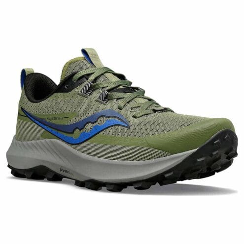 Ett par otroligt slitstarka Saucony Peregrine 13 terränglöparskor (herr) framifrån