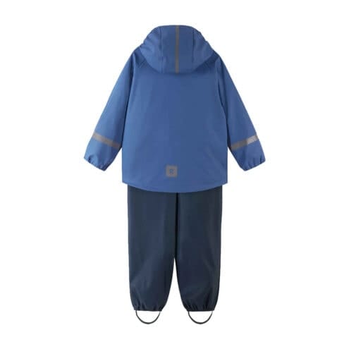 Baksida av Helt vattentät och skyddande Reima Tihku Rain Outfit regnställ (barn)