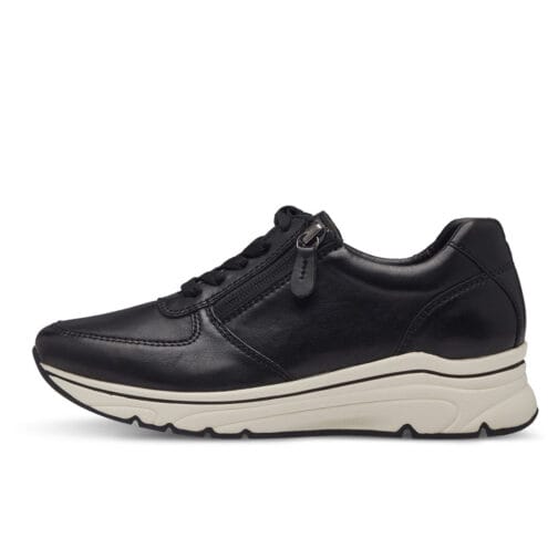 Utsida profil av Stilrena och bekväma Tamaris Leater Sneaker promenadsko (dam)