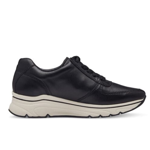 Insida profil av Stilrena och bekväma Tamaris Leater Sneaker promenadsko (dam)