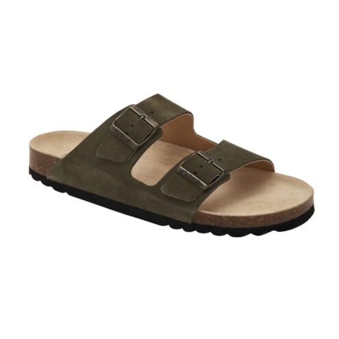 Scholl Iconic St Julien Suede tvåremssandaler (herr) i en olivgrön färg