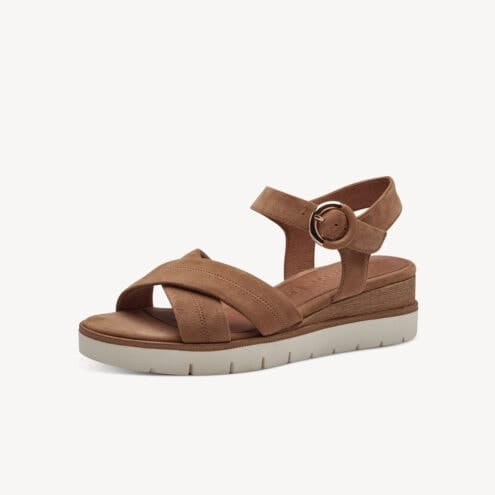 en snygg Tamaris lädersandal med kilklack (dam) snett framifrån