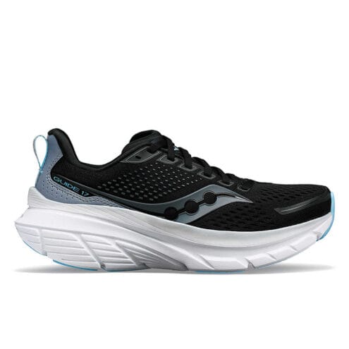 Bekväma och ergonomiska Saucony Guide 17 löparskor (dam) i färgen black fog