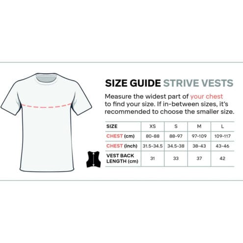 storleksguide till Silva Strive Fly Vest löparväst (unisex)