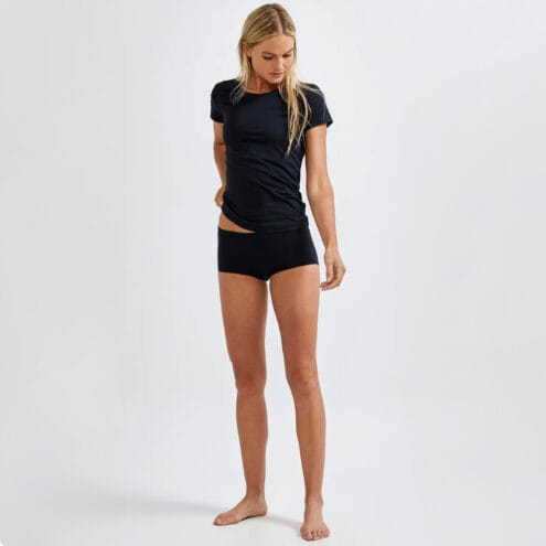 en modell bär ett par Craft Core Dry Boxer trosor (dam)
