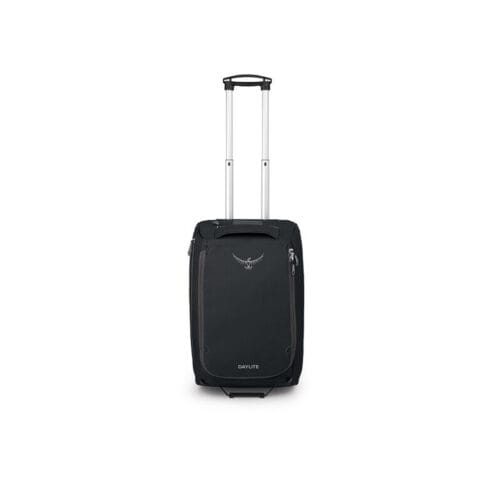 En svart Osprey Daylite Carry-On Wheeled Duffel 40 L resväska