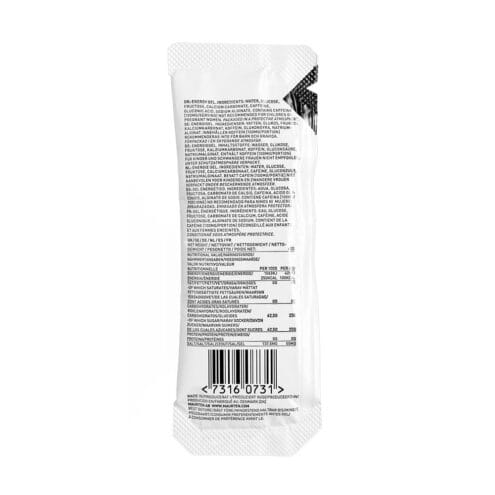 Maurten Gel 100 CAF 100 energigel baksidan