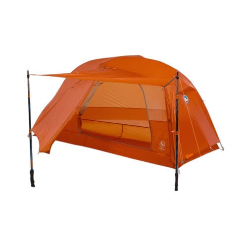 en öppen Big Agnes Copper Spur UL1 kupoltält för en person