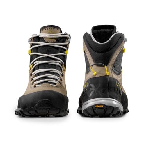 fram- och baksida av La Sportiva TX5 GTX vandringskängor (dam)