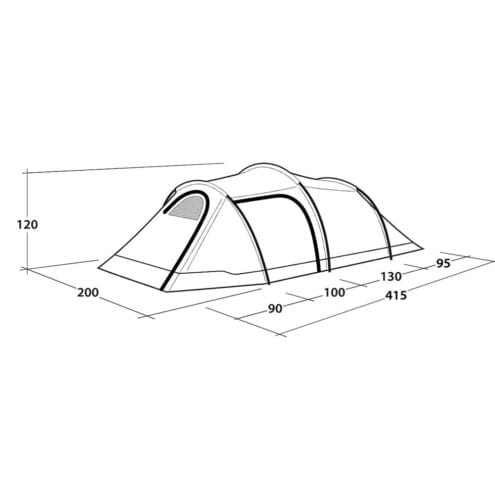 mått på en Outwell Earth 3 Plus tunneltält för 3 personer
