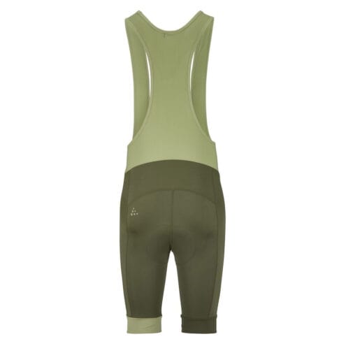 baksida av en grön Craft Endur Bib Shorts C4 cykelshorts (herr)
