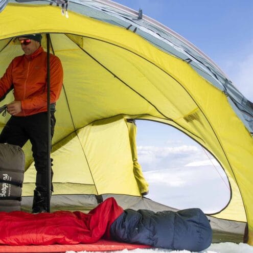 ett gult Bergans Wiglo LT v.2 kupoltält för 6 personer